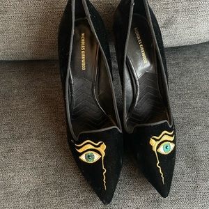 Nicholas Kirkwood Iris black velvet heel